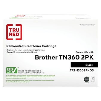 TRU RED™ Remanufactured Black High Yield Toner Cartridge Replacement for Brother TN360 (TN-360), 2/Pack