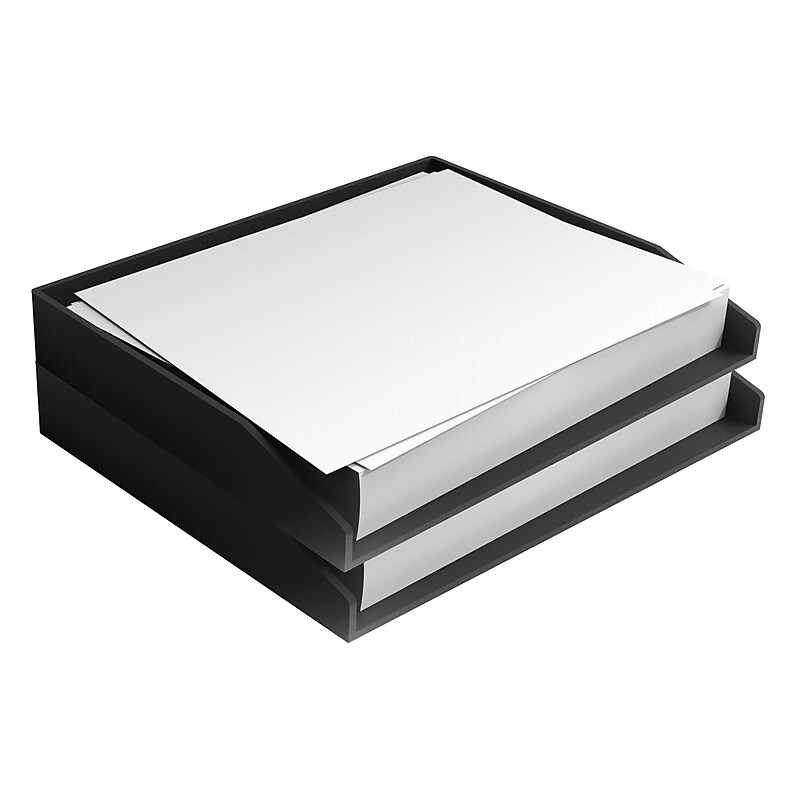 TRU RED™ Side Load Stackable Plastic Letter Trays, Black, 2/Pack (TR55289) image 1