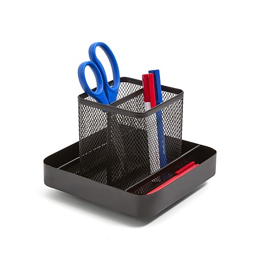 TRU RED™ 6 Compartment Wire Mesh Rotating Organizer, Matte Black