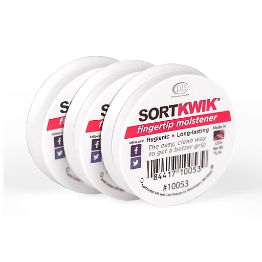 Sortkwik 0.38 oz. Fingertip Moistener, Pink, 3/Pack (LEE10053