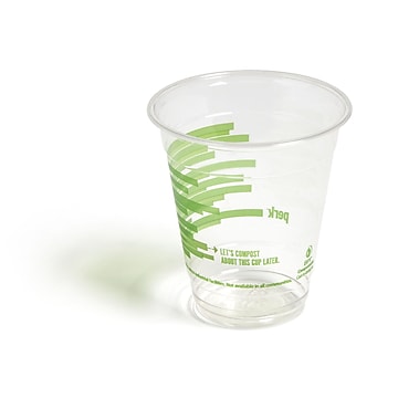 Perk™ Compostable Plastic Cold Cup, 12 Oz., Clear/Green, 300/Carton (PK56195)