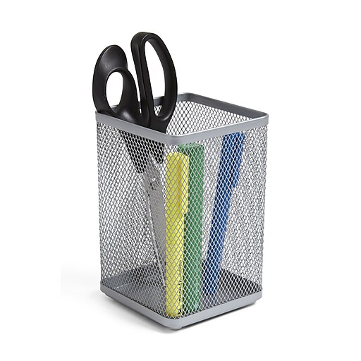TRU RED™ Stackable Wire Mesh Jumbo Pencil Holder, Silver (TR57574) at