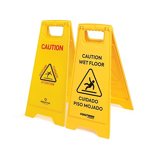 Staples® 21872 Floor Sign Multilingual Caution at Staples