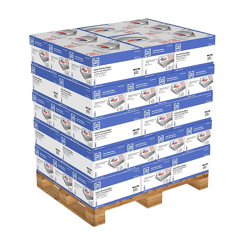 TRU RED™ 8.5" x 11" Multipurpose Paper, 20 lbs., 96 Bright, 500 Sheets/Ream, 400 Reams/Pallet (TR56962-LQO) image 1