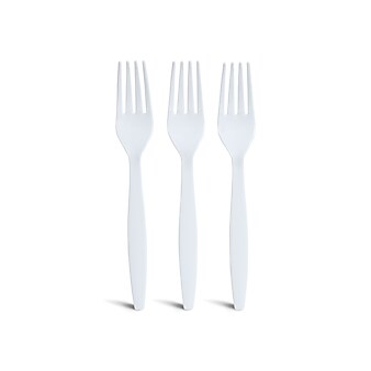 Perk™ Plastic Fork, Heavy-Weight, White, 100/Pack (PK56391)