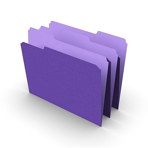Staples® Colored TopTab File Folders, 3 Tab, Purple, Letter Size, 100