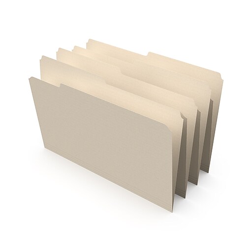 Staples® Manila File Folders, Legal, 2 Tab, Assorted Positions, 100/Box