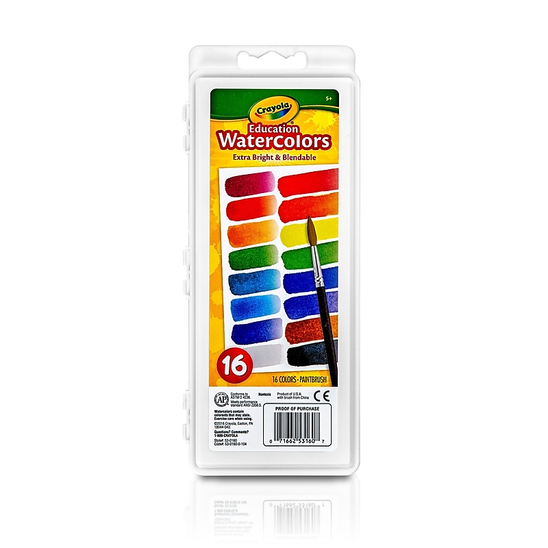 Crayola Oval Pan Watercolors, Assorted Colors, 16-Count (53-0160) image 1