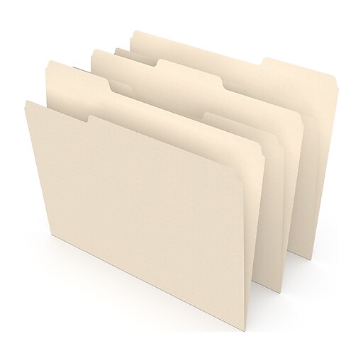 Staples 3Tab File Folders, Letter, Assorted Position, Manila, 250/Box