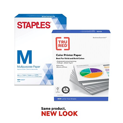 TRU RED™ Multipurpose Paper, 8 1/2" x 11", 500/Ream (513099WH) Staples