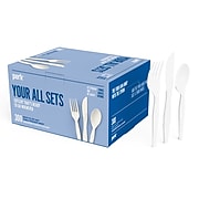 Perk™ Polystyrene Assorted Cutlery, Medium-Weight, White, 300/Pack (PK56406)