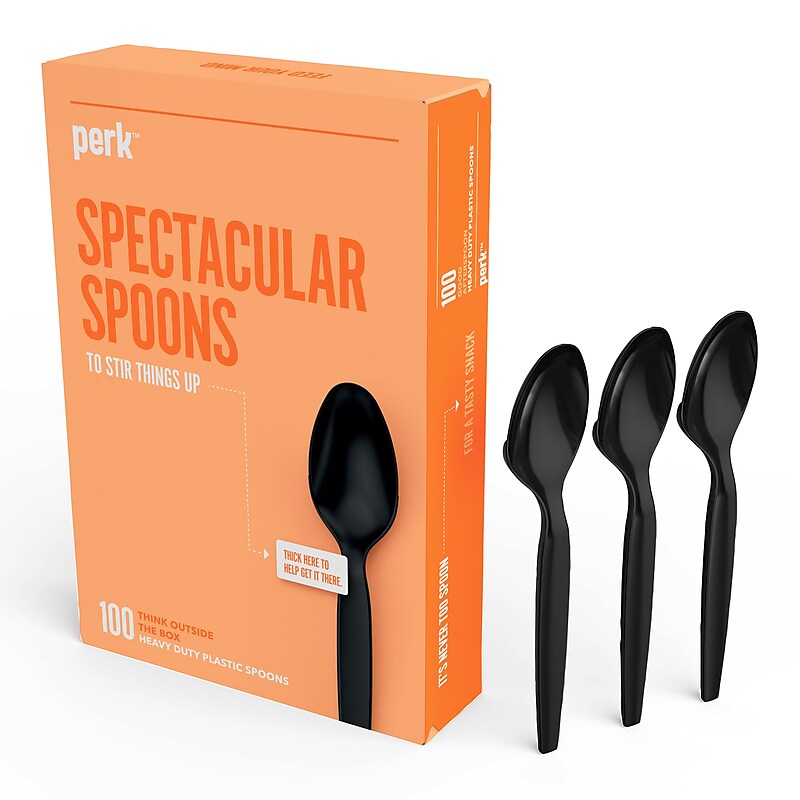 Perk™ Polystyrene Spoon, Heavy-Weight, Black, 100/Pack (PK56395) image 1