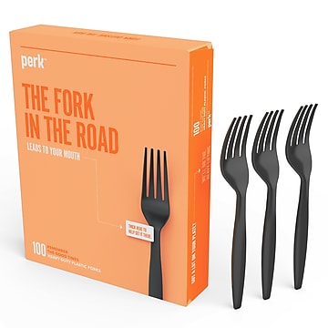 Perk Plastic Fork, Heavy-Weight, Black PK56392