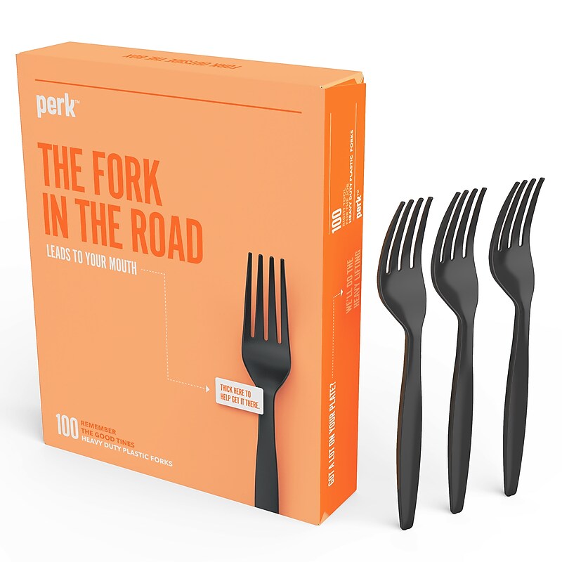 Perk™ Polystyrene Fork, Heavy-Weight, Black, 100/Pack (PK56392) image 1