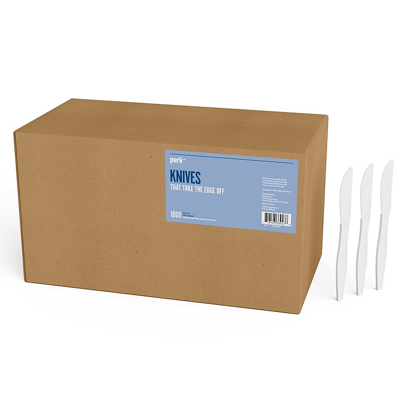 Perk™ Polystyrene Knife, Medium-Weight, White, 1000/Pack (PK56398) image 1