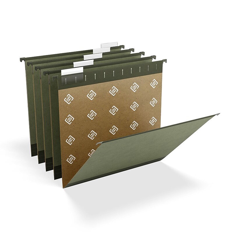 TRU RED™ Premium Hanging File Folder, 2" Expansion, 5-Tab, Letter Size, Standard Green, 10/Pack (TR45542) image 1