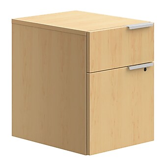 Union & Scale™ Workplace2.0™ 2-Drawer Vertical File Cabinet, Mobile/Pedestal, Letter/Legal, Maple, 20" (UN57492)