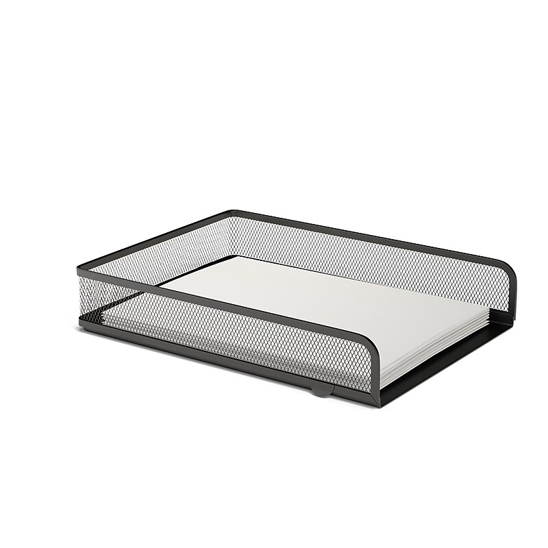 TRU RED™ Front Load Stackable Metal Letter Tray, Matte Black (TR57566) image 1