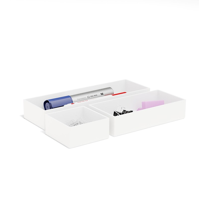 TRU RED™ 3 Piece Plastic Drawer Organizer, White (TR55296-CC) image 1