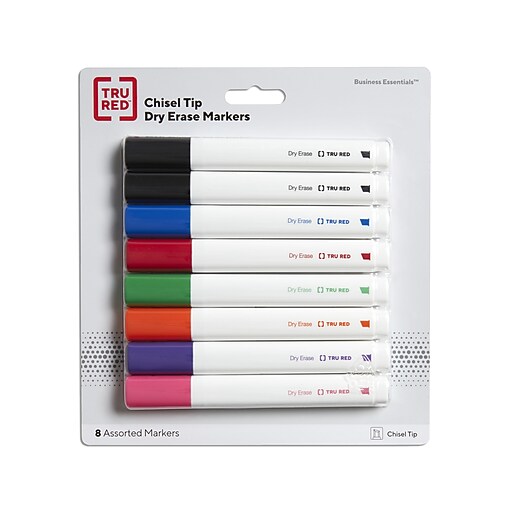 Shop Staples for TRU RED™ Tank Dry Erase Markers, Chisel Tip, Assorted