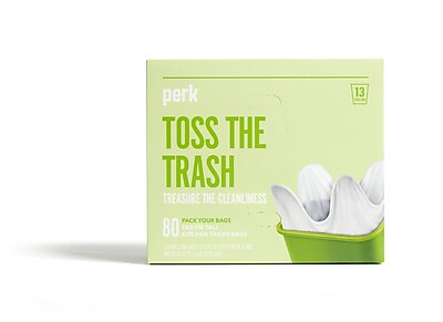 Perkâ?¢ 13 Gallon Kitchen Trash Bag, Low Density 0.9 Mil, White, 80 Bags/Carton (PK56749)