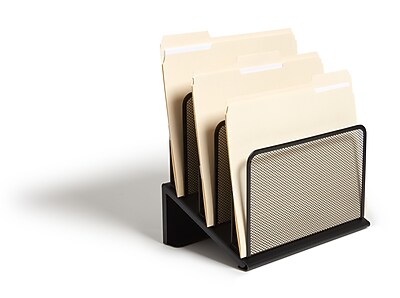 TRU REDâ?¢ 5 Compartment Wire Mesh File Organizer, Matte Black (TR57554)