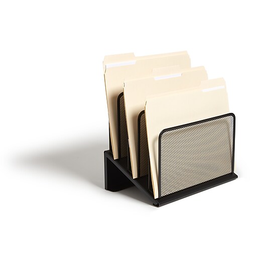 TRU RED™ 5 Compartment Wire Mesh File Organizer, Matte Black (TR57554