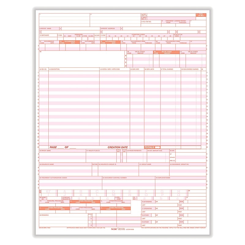 TFP UB-04 CMS-1450 Health Insurance Claims, 2500/Carton (UB04LC) image 1