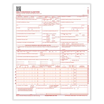 ComplyRight CMS-1500 Health Insurance Claim Form (02/12), 1000/Carton (CMS12LC1)