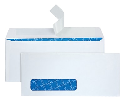 NEW 4 1/8" X 9 1/2" Lot of 80 Single Window Security Tinted Envelopes