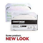 Coastwide Professional™ EcoID Toilet Seat Covers, 250 Sheets/Pack, 20 Packs/Carton (CW24779)