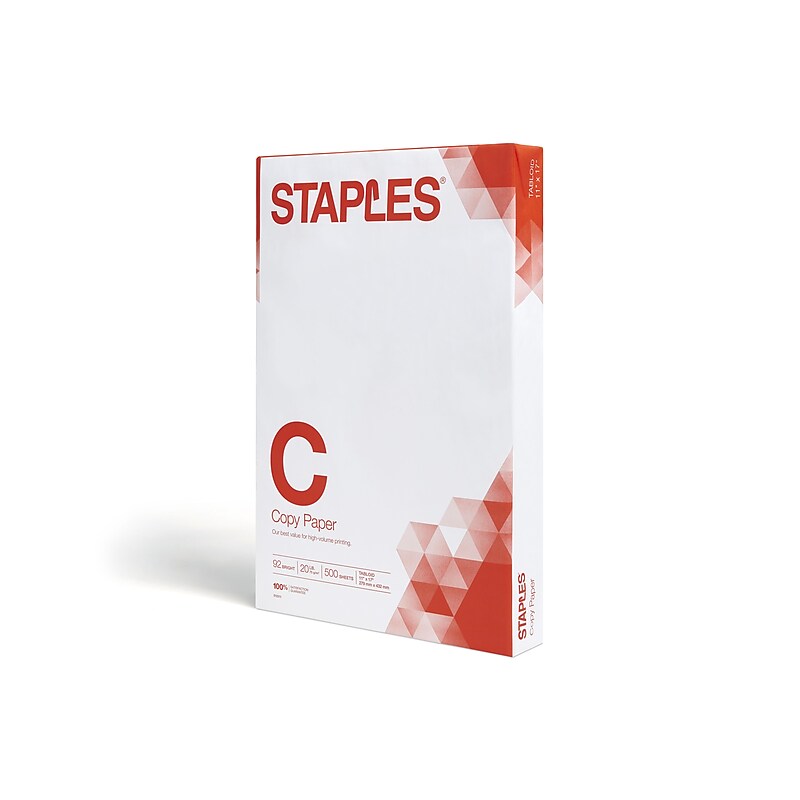 Staples 50% Recycled 11" x 17" Multipurpose Paper, 24 lbs., 96 Brightness, 500/Ream (86055) image 1