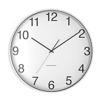 Union & Scale™ Essentials Wall Clock, Aluminum, 12" (UN57796)