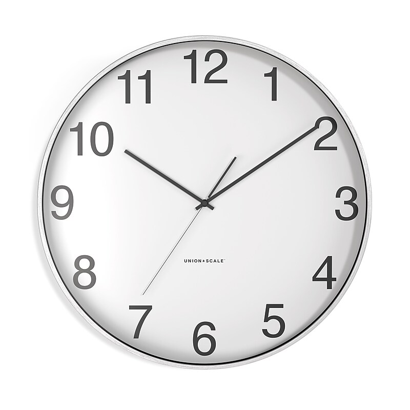 Union & Scale™ Essentials Wall Clock, Aluminum, 12" (UN57796) image 1