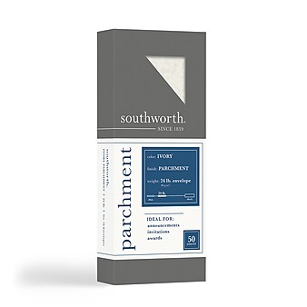Southworth #10 Parchment Envelopes, 9.5" X 4.125", Ivory, 50/Box (P984-10L/3/18)