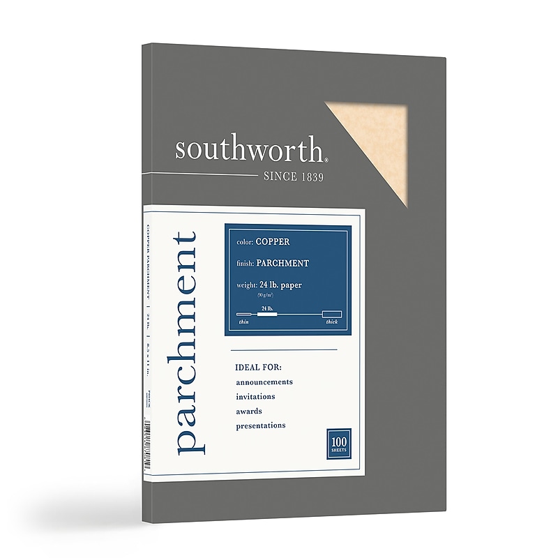 Southworth Parchments 8.5" x 11" Multipurpose Paper, 24 Lbs., 100 Brightness, Copper, 100/Box (P894CK/3/36) image 1
