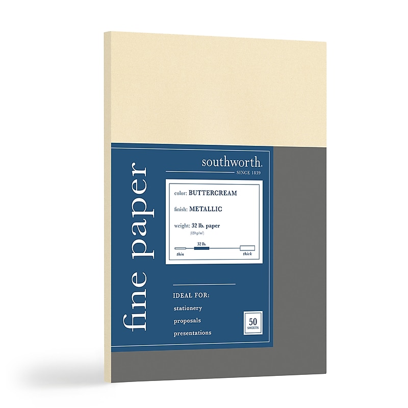 Southworth Metalo Paper, 8.5" x 11", 31 lb., Butter Cream, 50/Pack (P854L) image 1
