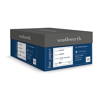 Southworth Gummed #10 Business Envelopes, 4 1/8" x 9 1/2", Ivory, 250/Box (J564-10)