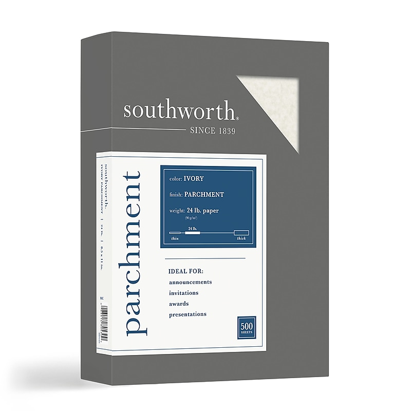 Southworth Parchment Paper, 8.5" x 11", 24 lb., Ivory, 500 Sheets/Box (984C) image 1