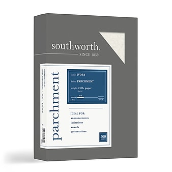 Southworth 8.5" x 11" Specialty Paper, 24 lbs., Ivory Parchment, 500 Sheets/Box (984C)