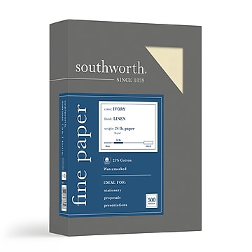 Southworth Fine Paper, 8.5" x 11", 24 lb., Linen-Finish, Ivory 500/Box (564C)