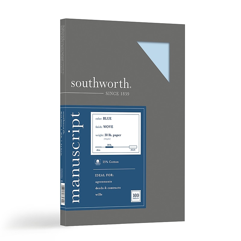 Southworth Manuscript Document Report Cover, Blue, 100/Box (41SM) image 1