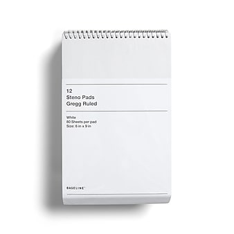 Baseline Notepads, White, 80 Sheets/Pad, 12 Pads/Pack