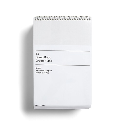Baseline Notepads, Green, 80 Sheets/Pad, 12 Pads/Pack Staples