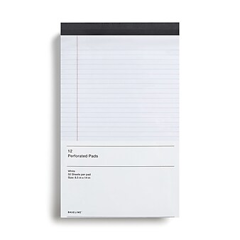 Baseline Notepads, Wide Ruled, White, 50 Sheets/Pad, 12 Pads/Pack
