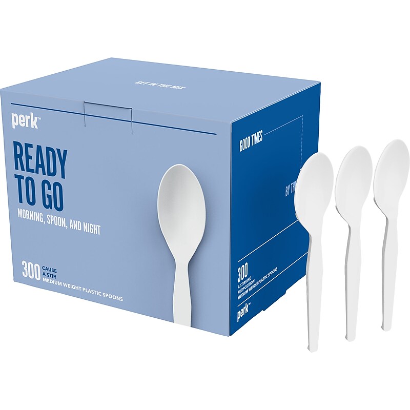 Perk™ Polystyrene Spoon, Medium-Weight, White, 300/Pack (PK56400) image 1