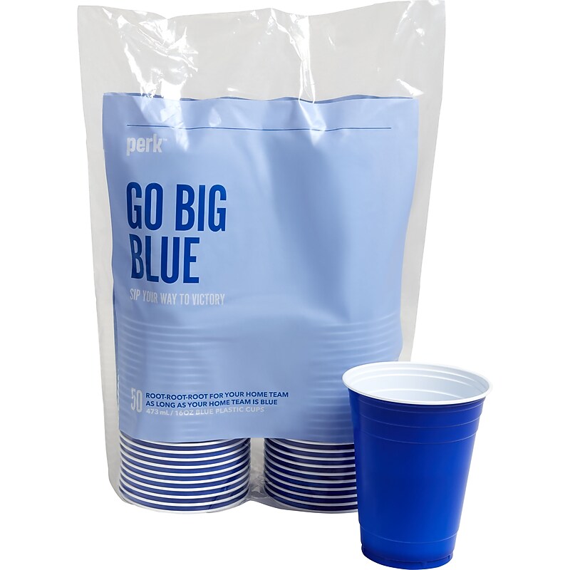 Perk™ Plastic Cold Cup, 16 Oz., Blue, 50/Pack (PK45561) image 1