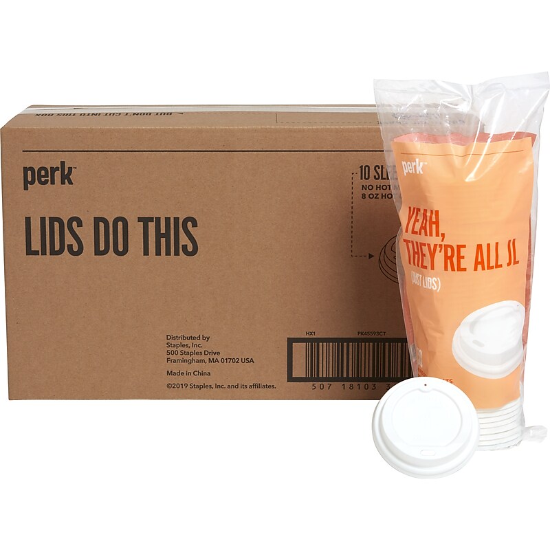 Perk™ Plastic Hot Cup Lid, 8 Oz., White, 500/Carton (PK45593CT) image 1