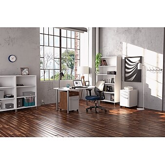 Union & Scale™ Essentials 2-Drawer Vertical File Cabinet, Mobile/Pedestal, Letter/Legal, White/Espresso, 21" (UN56968)