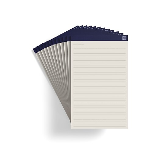 TRU RED™ Notepads, 8.5" x 14", Wide Ruled, Ivory, 50 Sheets/Pad, 12